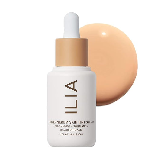 ILIA - Super Serum Skin Tint SPF 40 | Non-Comedogenic, Vegan, Lightweight to Help Against Blue Light, + Pollution while Hydrating, Smoothing, + Refining (Bom Bom ST5, 1 fl oz | 30 ml)