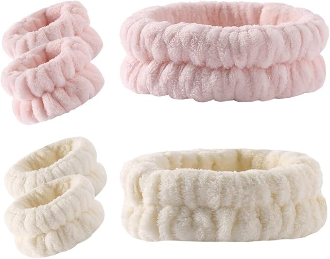 Wrist Towels for Washing Face for Women,Men, Microfiber Spa Wristbands Absorbent Face Washing Wristbands Headband Set Prevent Liquid from Spilling