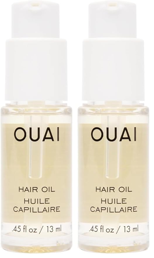 OUAI Hair Oil Travel Size - Hair Heat Protectant Oil for Frizz Control - Adds Shine and Smooths Split Ends - Color Safe Formula - Paraben, Phthalate and Sulfate Free (0.45 oz) (Pack of 2)