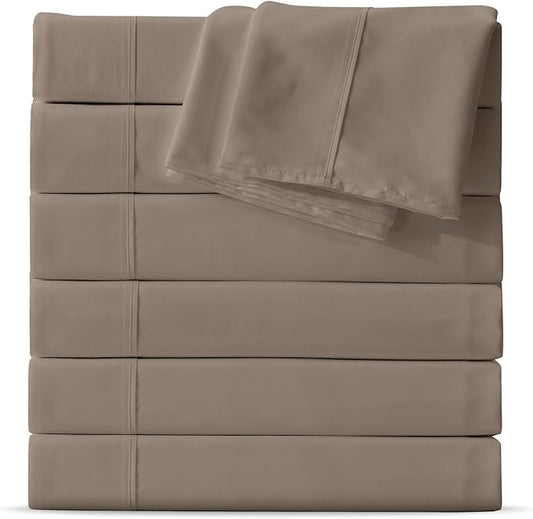 Maple&Stone Twin Flat Sheet 6 Pack,Premium Soft & Breathable,Brushed Microfiber Fabric,Anti-Shrinkage & Non-Fading,Bulk Flat Sheets Only Twin Size (Brown)