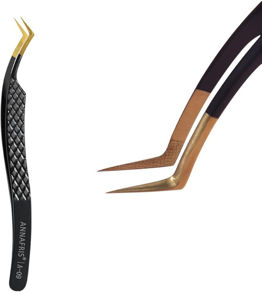 Lash Tweezers for Eyelash Extensions,Precision Fiber Tip for Volume Eyelash Extensions,Lash Extension Tweezers for Easy Application and Removal-A09