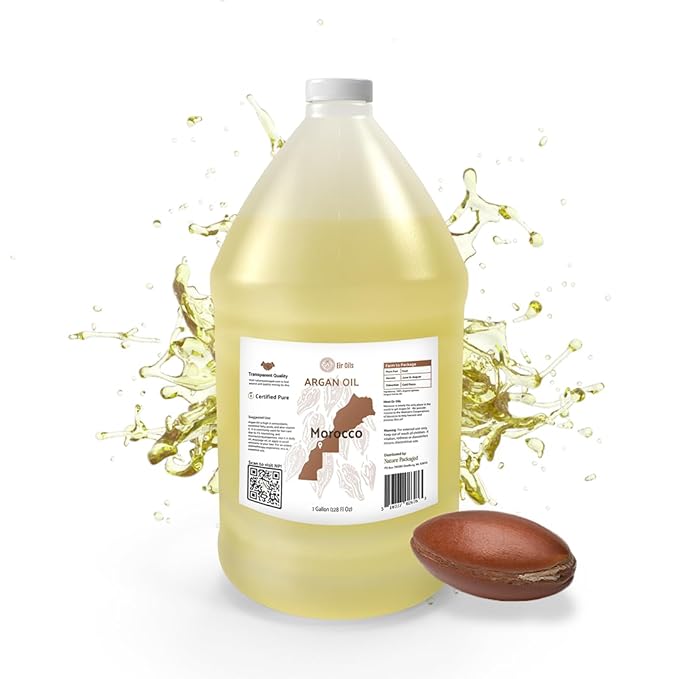 Nature Packaged Argan Oil for Hair Growth Oil 1 Gallon (Aceite de Argan) - 100% Pure Cold Pressed Moroccan Oils - Suitable for Colored & Damaged Hair, Face, Body Oils, Nail & Scalp