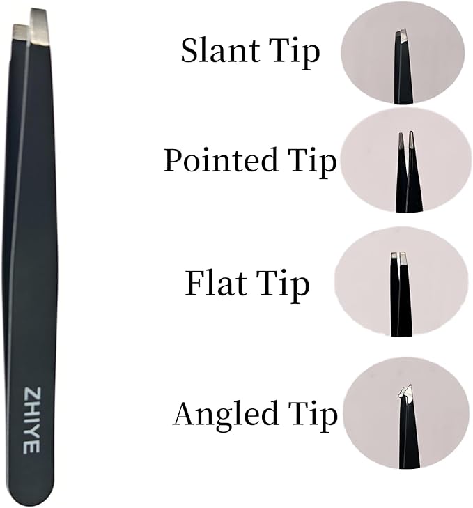 Professional Eyebrow Tweezers, 4 Pcs Stainless Steel Precision Tweezers Set for Ingrown Hair Removal Eyelash Extension, Eyebrows Plucking