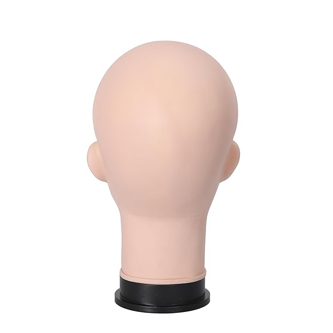 Bald Female Mannequin Head 21.6 Inches Big Head Circumference Makeup Training Head Wig Head Professional Cosmetology for Wig Making Hat Helmet Glasses Display Head Model with Clamp Stand