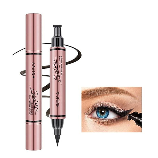 Jumbo Dual Ended Eyeliner, High-Capacity Liquid Black Winged Cat Eye Stamp & Liner Pen, Waterproof Makeup Tool for Women