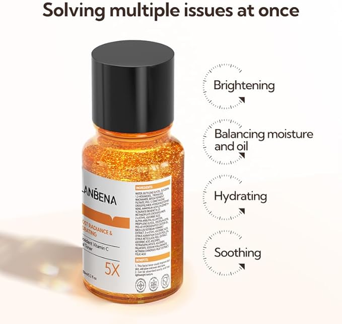 LANBENA Brightening Toner, Facial Toner with Vitamin C for Even Tone, Hydrating Toner for face, Alcohol Free, Boost Radiance, Calming Skin, Refreshing, Fragrance Free - Skincare for Face