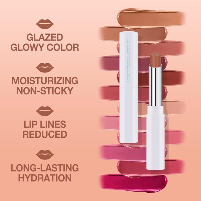 QIDSTERS Tinted Lip Balm Moisturizing Lipstick, Nude Brown Hydrating Lipstick for Women, 24 Hour Long Lasting Moisturization Lip Gloss Stain Makeup, Lightweight Non Greasy Moisturizer Lips, 02