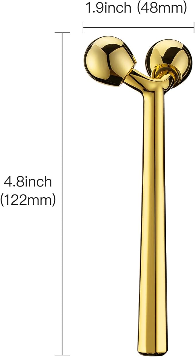 Tekson Facial Roller Massager, 3D Metal face Massage Tool for Eye Reduce Puffiness, Face Lift, Anti-Aging, Skin Tightening (Gold