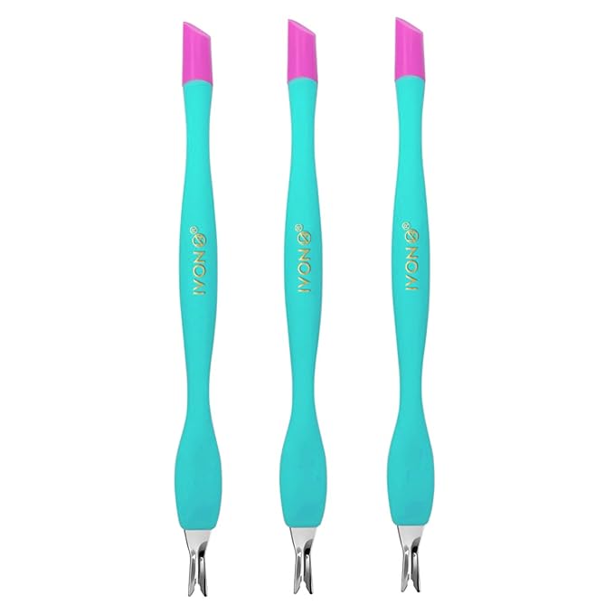 IVON 3pcs Cuticle Trimmer Pusher, Rubber Tip Soft on Nail Bed