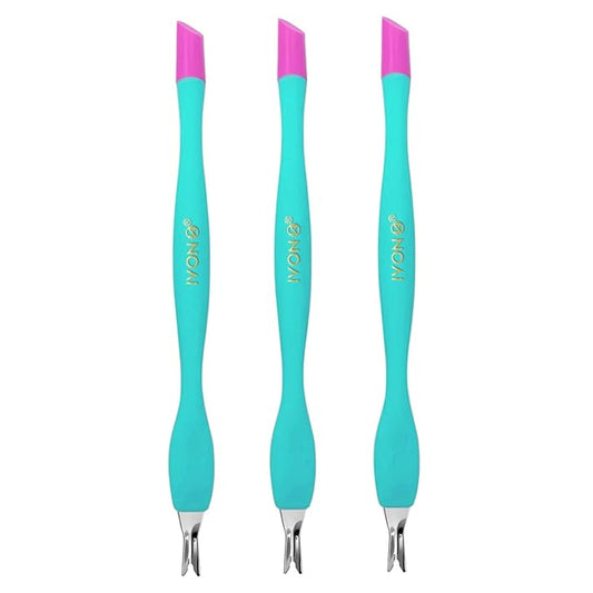 IVON 3pcs Cuticle Trimmer Pusher, Rubber Tip Soft on Nail Bed