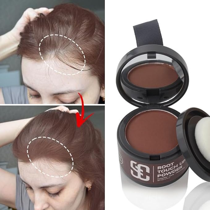 SOVONCARE Hairline Powder - Root Touch Up & Gray Hair Concealer for Men and Women, Instantly Covers Thinning Hair and Bald Spots, Natural-Looking Coverage Red Brown