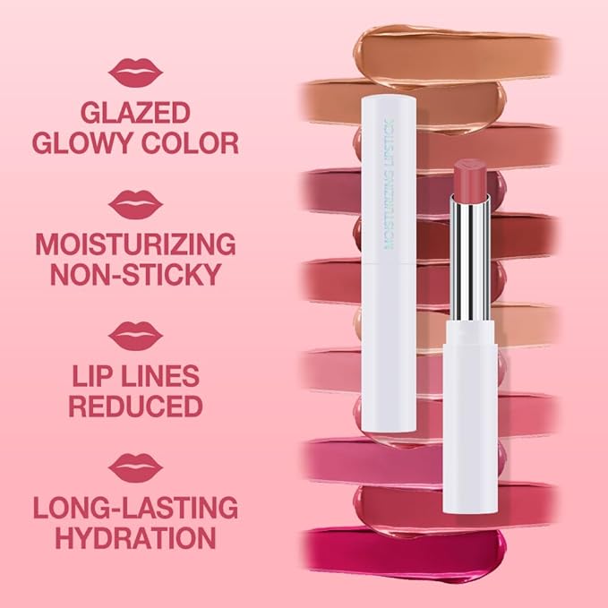 QIDSTERS Tinted Lip Balm Moisturizing Lipstick, Light Pink Hydrating Lipstick for Women, 24 Hour Long Lasting Moisturization Lip Gloss Stain Makeup, Lightweight Non Greasy Moisturizer Lips, 09