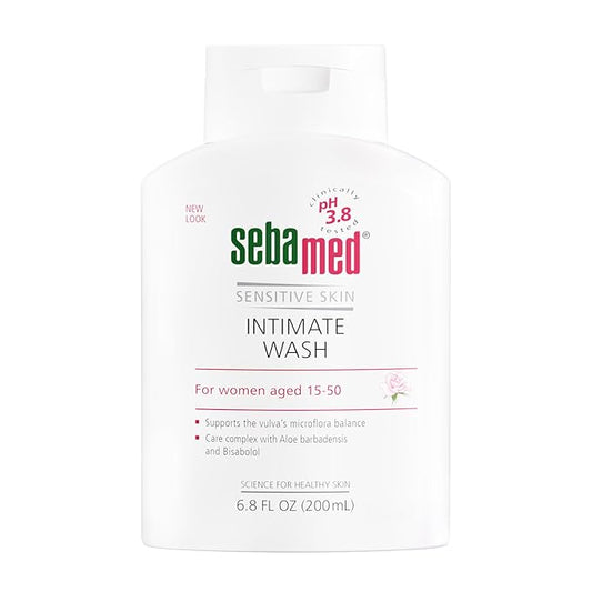 SEBAMED Feminine Intimate Wash pH 3.8 For Microflora Balance With Aloe Vera Mild Organic Based Daily Vaginal Wash Feminie Hygiene 6.8 Fluid Ounces (200 mL)