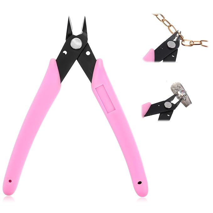 Rhinestone Remover, Pink 5" Rhinestone Remover Nipper, Metal Nail Art Scissors, Nail Art Decorations Removers DIY Tool Accessory