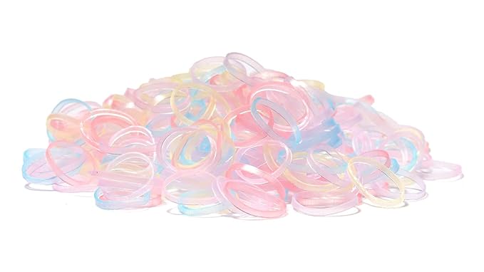 Youxuan Mini Hair Elastics for Girls Transparent Rubber Bands, 1000 PCS, Multi Color