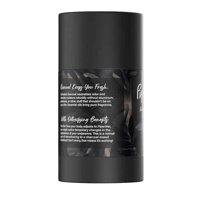 PiperWai Natural Deodorant w/Activated Charcoal | Odor Protection, Vegan, Aluminum Free, Shark Tank Product for Women & Men | Great for Travel, & Gifts | 2.6 oz (75g) Original Scented Stick