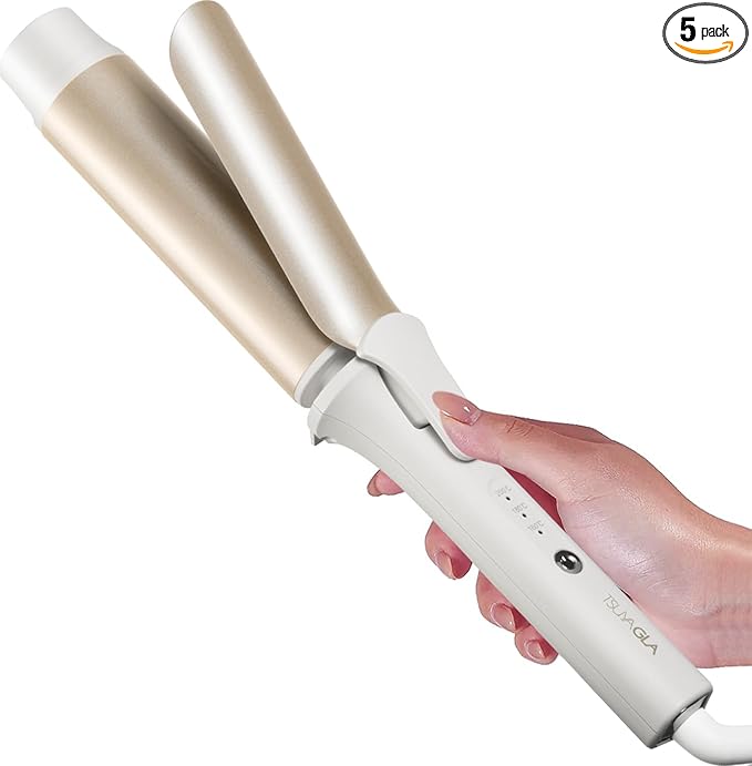 Large Hair Curling Wand, 1.6 Inch Big Barrel Curling Iron, 43 Million Ionic Ceramic Curler with 3 Temp, Auto Shut-Off, Long Barrel Curling Wand for Long Hair, Dual Voltage, White