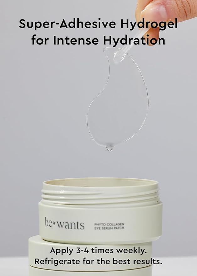 BE+WANTS Bewants Under Eye Patches for Puffy Eyes, Korean Under Eye Mask with Vegan Collagen and 71.9% Bamboo Water, Patches for Dark Circles and Cooling, 60 pieces