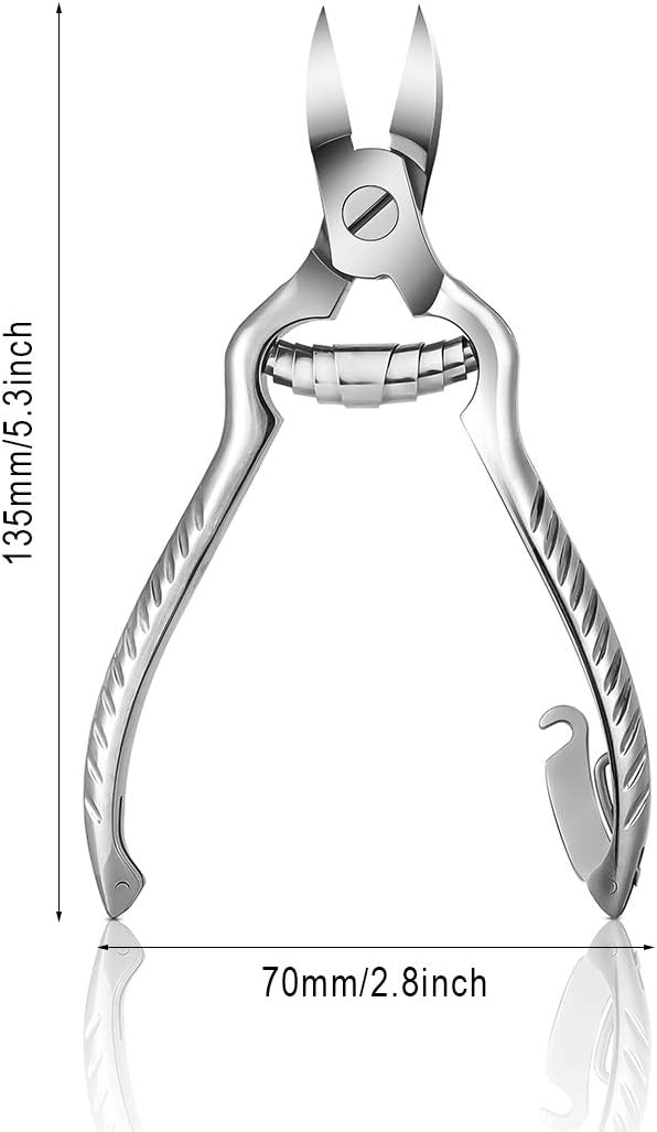BEZOX Heavy Duty Podiatrist Toenail Clippers for Thick and Ingrown Nails, Stainless Steel Toe Nail Clipper, Pordiatry Ingrwon Toenail Tools - Silver