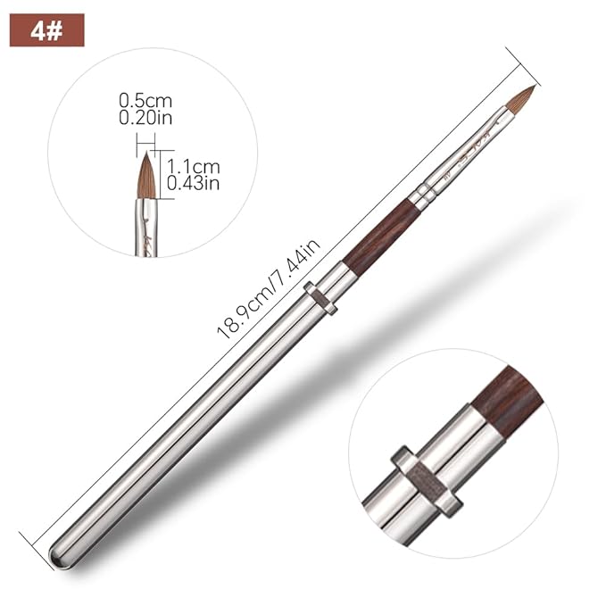 KADS Acrylic Nail Brush with Penholder Nail Brush for Acrylic Application-Oval Shaped Powder Nail Design Tools for Professional Manicure DIY Home Salon (4#)