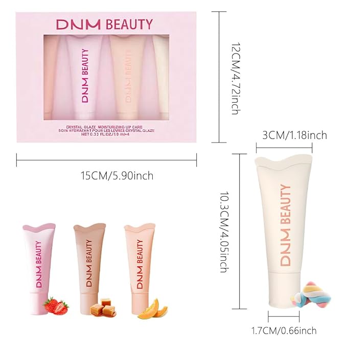 4Pcs Tinted Lip Serum Melting Lip Balm, Hydrating Tinted Lip Balm For A Glossy Finish & Soft, Nourished Lips with Plumping Polypeptides, Supple Lips, Vegan & Cruelty-Free (A05#01+02+03+04)