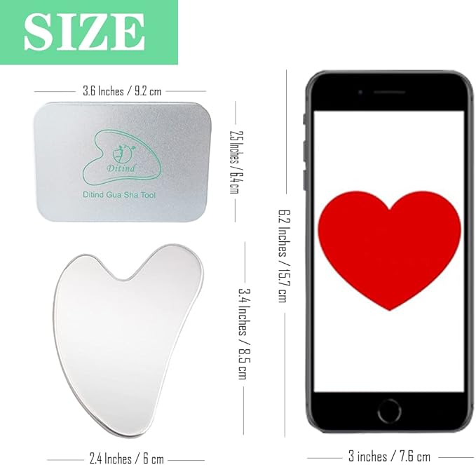 Ditind Gua Sha, Gua Sha Facial Tools, Stainless Steel Guasha Tool for Facial and Body SPA, Guasha Massage for Toxins Prevents Wrinkles and Body SPA Acupuncture Therapy