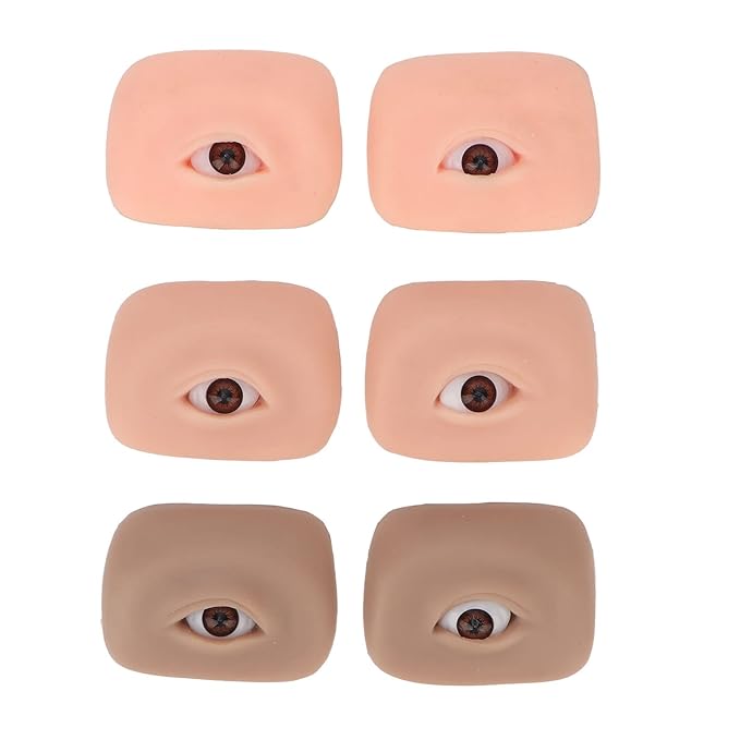 Eye Practice Skin, 3 Pairs 3D Silicone Fake Eye Practice Skin Makeup Face Board Microblading Supplies Eyebrow Practice Skin for Beginners and Makeup Artists Students