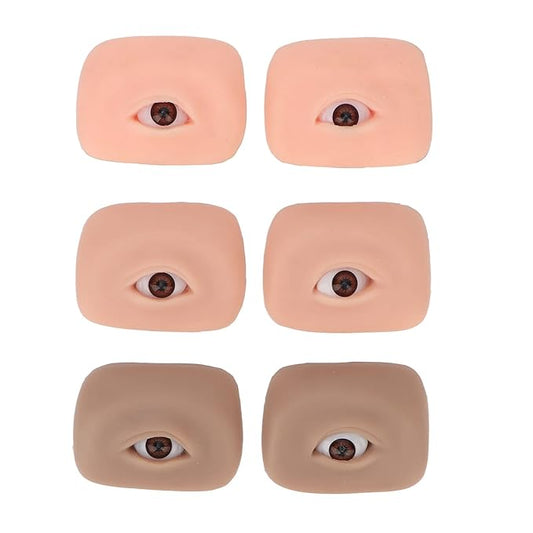 Eye Practice Skin, 3 Pairs 3D Silicone Fake Eye Practice Skin Makeup Face Board Microblading Supplies Eyebrow Practice Skin for Beginners and Makeup Artists Students