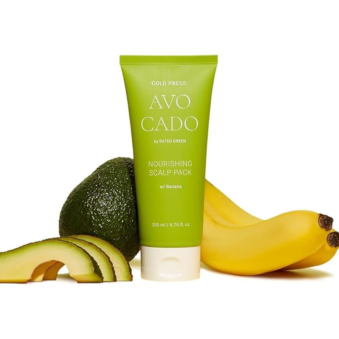 RATED GREEN Cold Brew Avocado Nourishing Scalp Pack with Banana - Korean Hair Conditioning Mask - Deep Hydrating Treatment for Dry Damaged Hair (6.76 Fl. Oz)