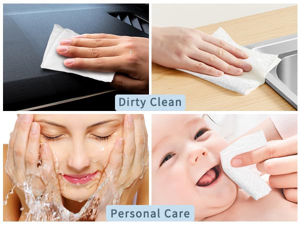 Classycoo Compressed Towel 100 PCS Tablets - Thick, Individually Wrapped Portable Disposable Face Towel Cotton Coin Cloth for Travel, Camping, Hiking, Beauty, Wipes(Soft, Odorless, 9.64 x 7 IN)