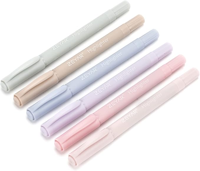 ZEYAR Cute Highlighters With Dual Tips, Cream Colors, Chisel and Bullet Tips, Aesthetic Marker, No Bleed Dry Fast Easy to Hold (12 Colors)