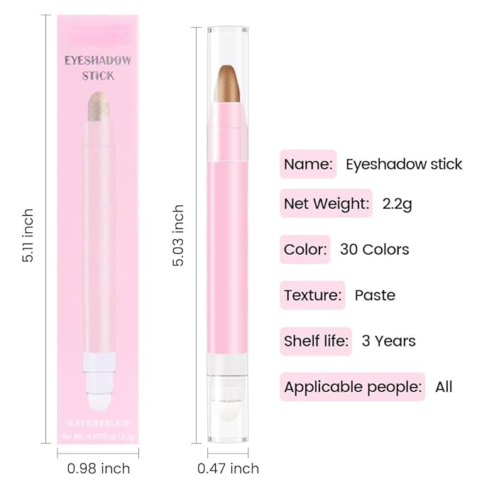 evpct 1Pcs Bronze Shimmer Cream Eye Shadow Brightener Sticks for Eyes Waterproof Pigmented, Double Ended Cream Eyeshadow Stick Pencil Pen with Applicator, Eye Shadow Palette Highlighter Makeup 20