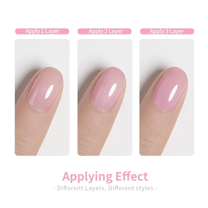 RARJSM Sheer Pink Gel Nail Polish Clear Pink GelPolish Natural Transparent French Manicure Shimmer Pigment Jelly Nail Gel Varnish Curing Requires Single Bottle 15ml for Home Salon Nail Art DIY