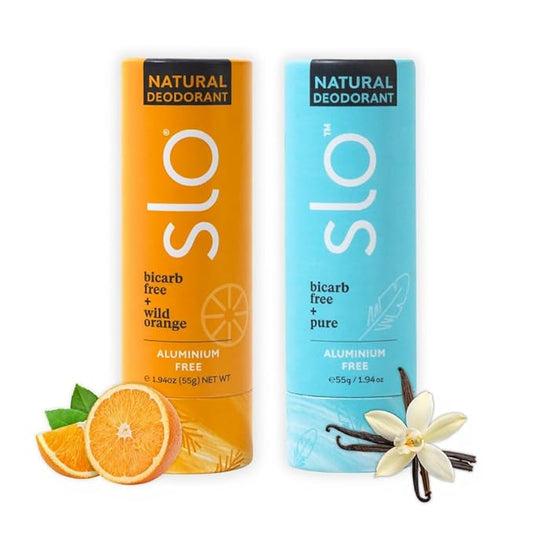 Slo Natural Deodorant Bicarb Free + Sensitive & Wild Orange + Bicarb Free - 2 Pack (2 x 1.94 Oz)