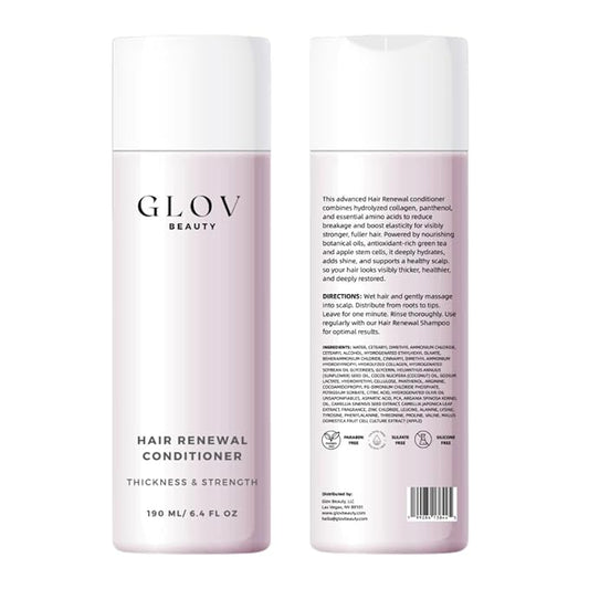 Glov Beauty Hair Renewal Conditioner with Apple Stem Cells, Hydrolyzed Collagen, Argan & Coconut Oils, Green Tea & Amino Acids – Softening, Smoothing and Moisturizing Conditioner for All Hair Types