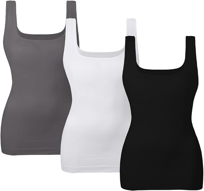 EUYZOU Women's Tummy Control Shapewear Tank Tops Seamless Square Neck Compression Tops Slimming Body Shaper Camisole