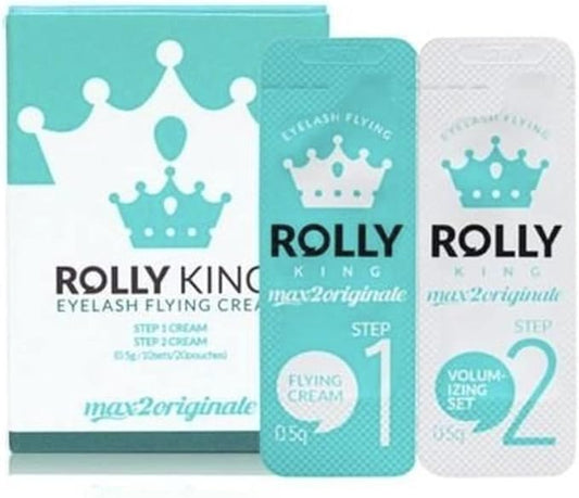 Rolly King Perm Step 1 & 2 for Eyelash Lifting and Brow Lamination for Professionals, 10 Sachets in a Box