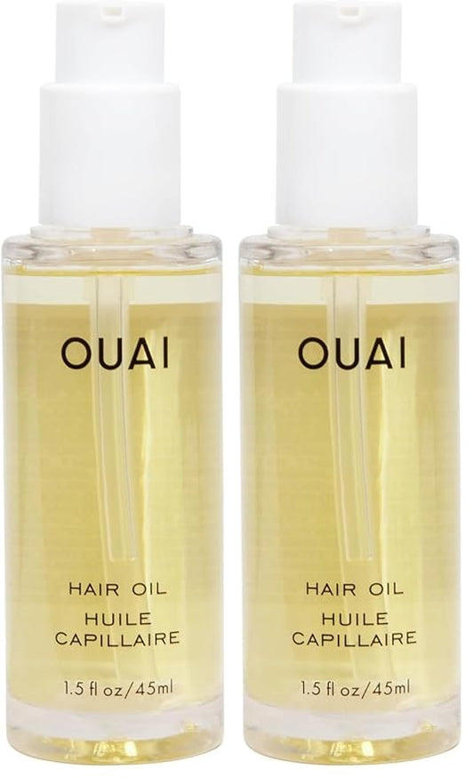 OUAI Hair Oil - Hair Heat Protectant Oil for Frizz Control - Adds Shine and Smooths Split Ends - Color Safe Formula - Paraben, Phthalate and Sulfate Free (1.5 fl oz) (Pack of 2)