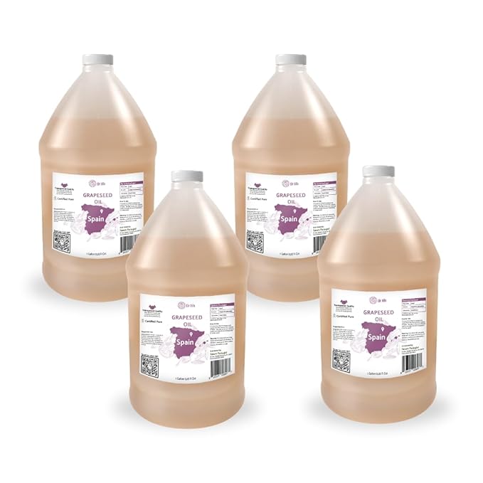 Nature Packaged Grapeseed Oil - Pure Grapeseed oil for Skin - 100% Pure Carrier Oil for Hair, Face, and Skin - Direct from EIR Oils in the Beautiful Spanish Countryside (4 Gallons)