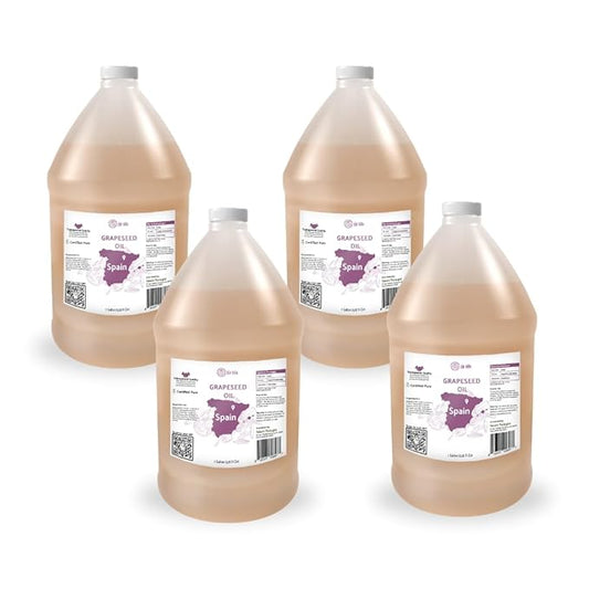 Nature Packaged Grapeseed Oil - Pure Grapeseed oil for Skin - 100% Pure Carrier Oil for Hair, Face, and Skin - Direct from EIR Oils in the Beautiful Spanish Countryside (4 Gallons)