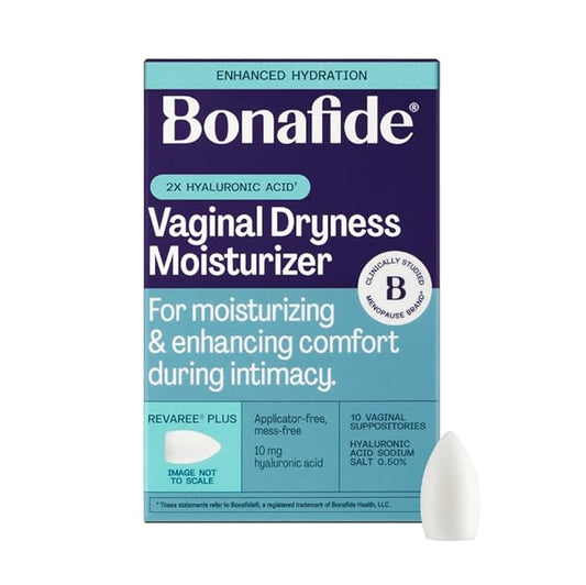 Revaree Plus by Bonafide. Vaginal Moisturizer with 10mg Hyaluronic Acid & Soothing Sweet Almond Oil. — 1-Month Supply (10 Inserts)