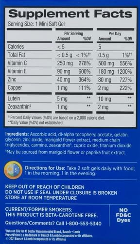 PreserVision AREDS 2 Eye Vitamin & Mineral Supplement, Contains Lutein, Vitamin C, Zeaxanthin, Zinc & Vitamin E, 120 Softgels (Packaging May Vary) (Pack of 2)