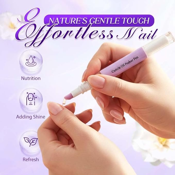 2-in-1 Cuticle Oil Pusher Pen, 2026 New Ceramic Cuticle Pusher & Oil Pen, Nail Care Tool for Dry Damaged Nails Hangnails Moisturiz Polish Brighten (3 pcs)