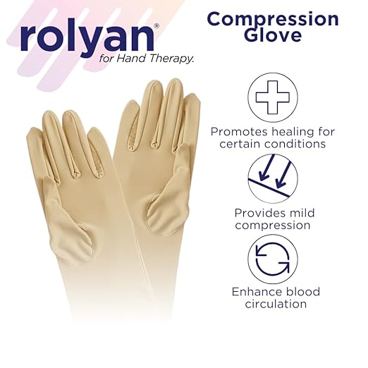Rolyan Compression Glove, Compression Glove for Arthritis for Men & Women, Arthritis Compression Gloves for Carpal Tunnel, Compression Glove for Swelling, Left Hand, Large, Closed Finger