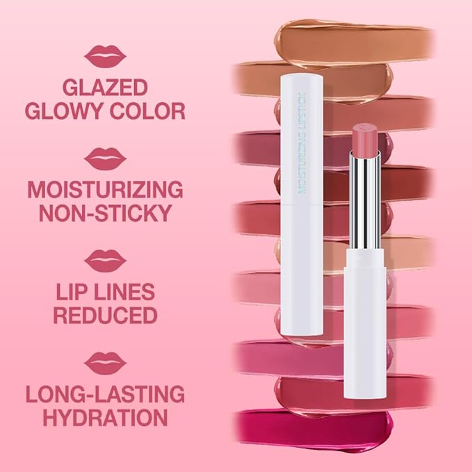 QIDSTERS Tinted Lip Balm Moisturizing Lipstick, Peach Pink Hydrating Lipstick for Women, 24 Hour Long Lasting Moisturization Lip Gloss Stain Makeup, Lightweight Non Greasy Moisturizer Lips, 08