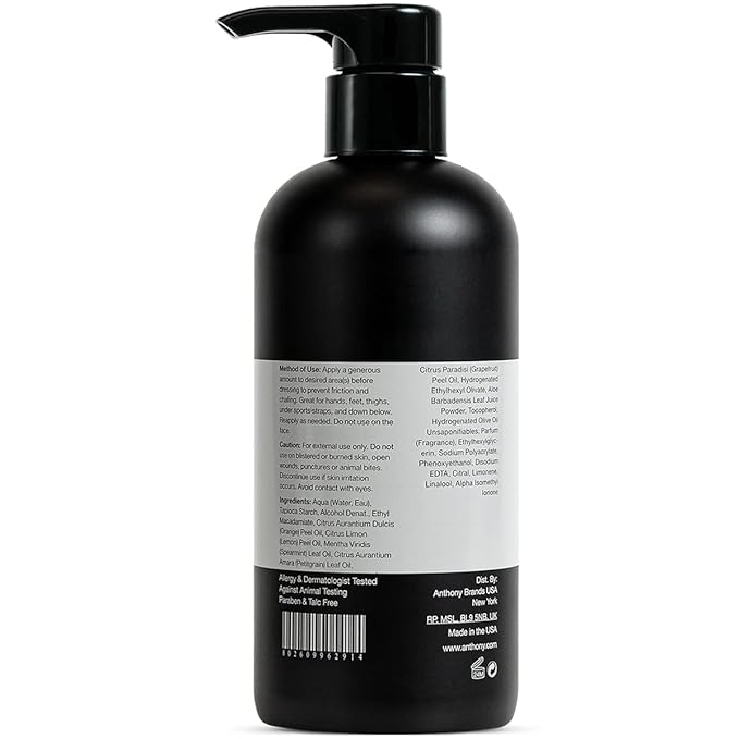 Anthony No Sweat Body Defense Deodorant for Men, Anti-Chafing & Anti-Itch Cream-to-Powder Lotion for Groin, Thighs & Underarms, Talc-Free, Absorbs Moisture, Sweat & Odor Control, 16 fl oz