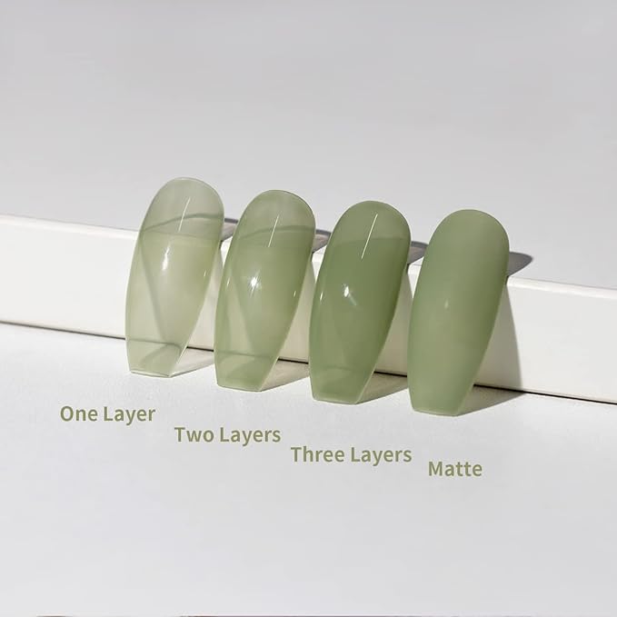 RARJSM Nude Gel Polish Gray Green Translucent Sheer Green Jelly Gel Nail Polish Single Bottle 15ml Soak Off UV LED Cured Sage Natural Gel Polish for Nail Art French Manicure at Home Salon