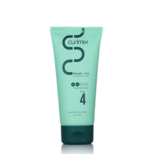 CurlMix Medium Hold Flaxseed Gel for Curly Hair - Travel Size Sample 3.4 oz - Defines & Elongates Curls without Dryness or Flaking