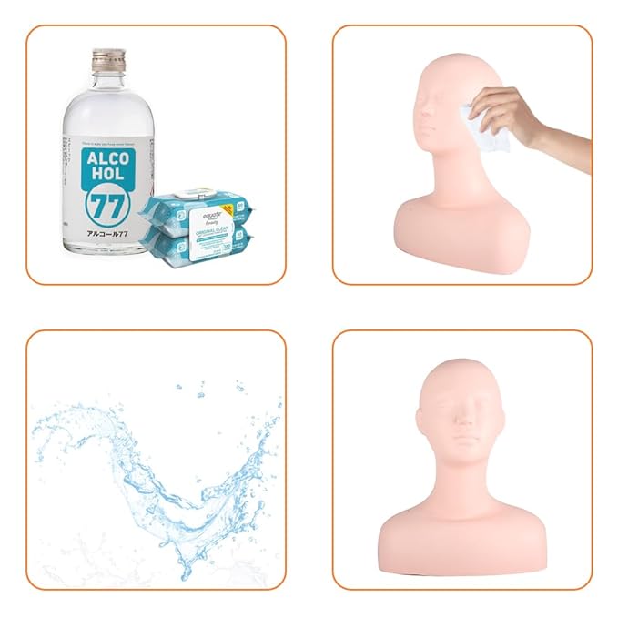 Multi Function Makeup Practice Model, Esthetics Soft Mannequin Head with Shoulders Massage Wig Hat Display Silicone PVC Skin Texture Facial Practicing for Salons Cosmetology School Students