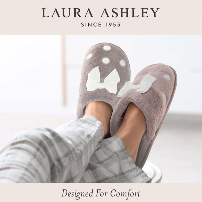 Laura Ashley Ladies Spa Rugged Slippers With Memory Foam Insole